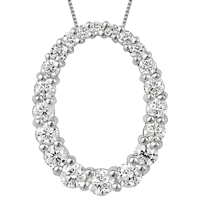 Oval Diamond Pendant with Graduated Diamonds