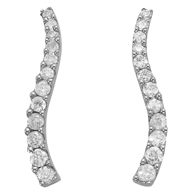 4 Prong Curved Journey Diamond Earrings