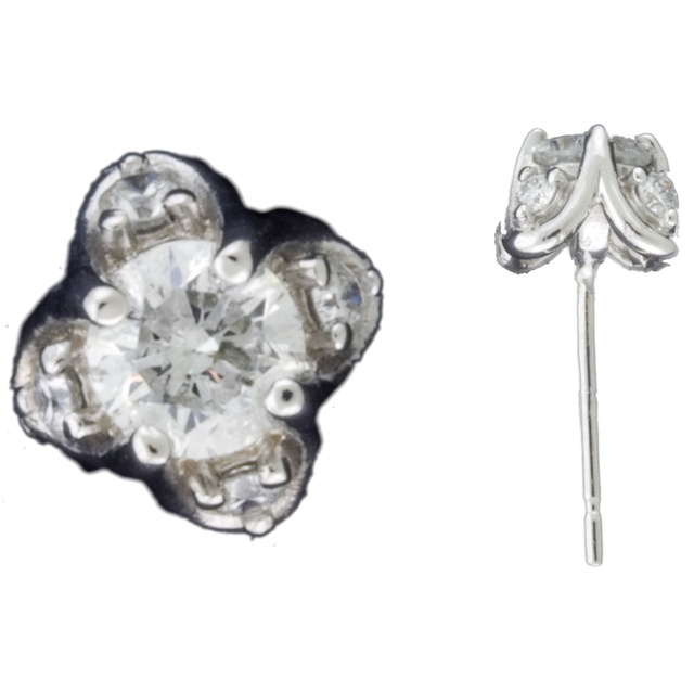Lucida Round Diamond Stud Earrings With Small Accent Diamonds