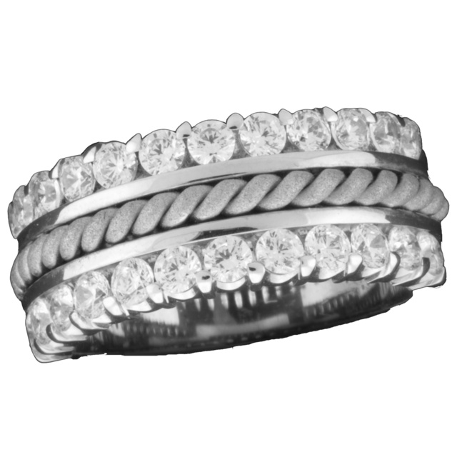 Double Row Machine Set Diamond Ring With Rope