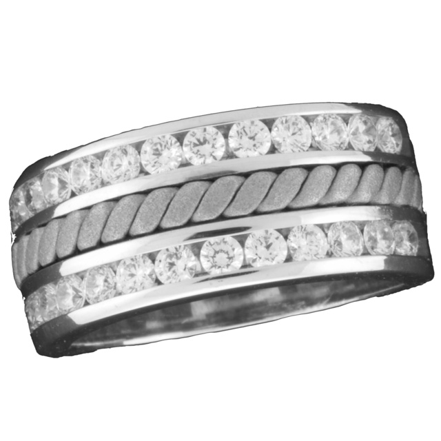 Double Row Machine Set Channel Diamond Ring With Rope