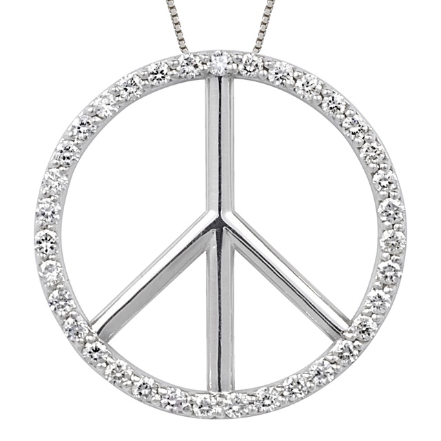 Peace Sign Diamond Pendant