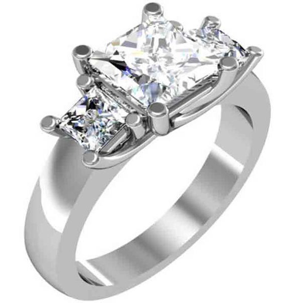 Three Stone Princess Cut Diamond Ring With Lucida/Trellis Prongs
