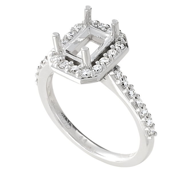 Lady's Emerald Cut Diamond Semi Mount Ring