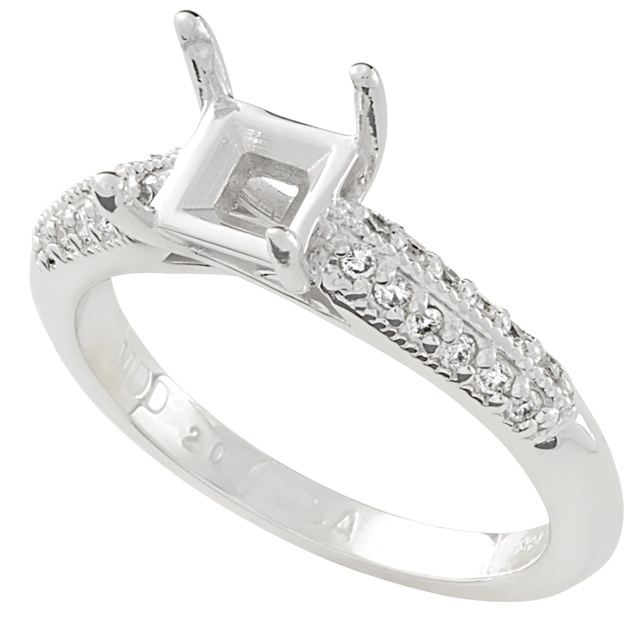 Lady's Princess Cut Semi Mount Ring