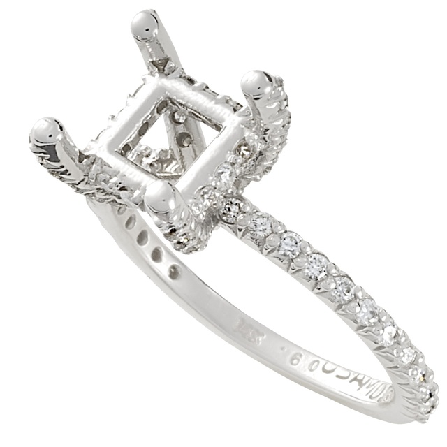 Lady's Princess Cut Semi Mount Ring