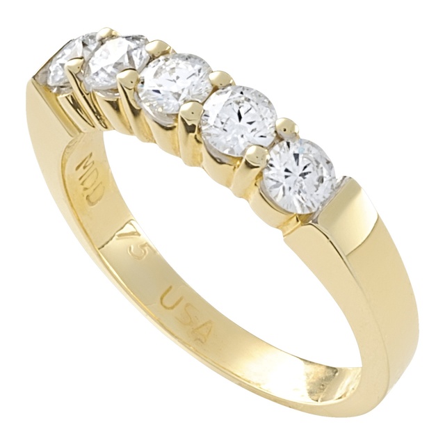 5 Diamond Shared Prong Wedding Ring