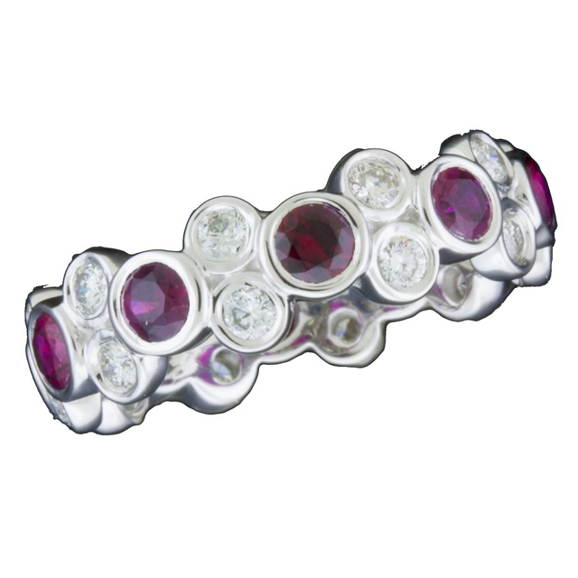 Diamond and Ruby Stackable Eternity Band