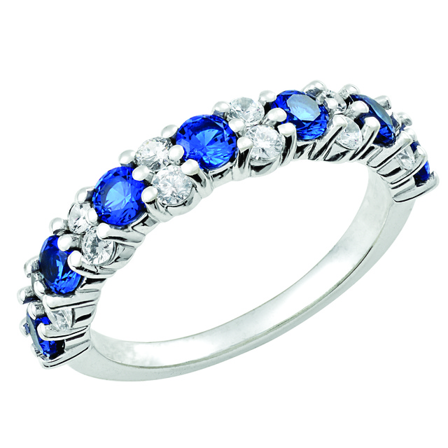 Prong Set Diamond and Sapphire Stackable Ring